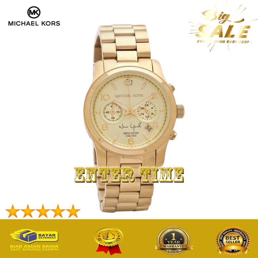 CASHBACK  JAM TANGAN WANITA BRANDED MICHAEL KORS TERBARU MK5662 STAINLESS GOLD JAM TANGAN FASHION WA