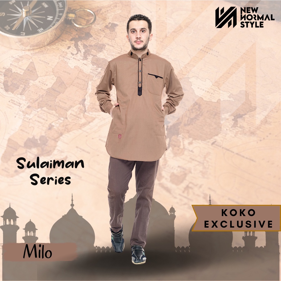 Sulaiman Series Baju Pakaian Kemeja Kemko Koko Kokoh Muslim Kurta Pakistan Pria Laki Cowok Dewasa Lengan Panjang Dewasa Premuim Terbaru 2022