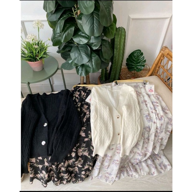 CARDIGAN ESLA SET ROK SYARAH BY ALLN KNITWEAR