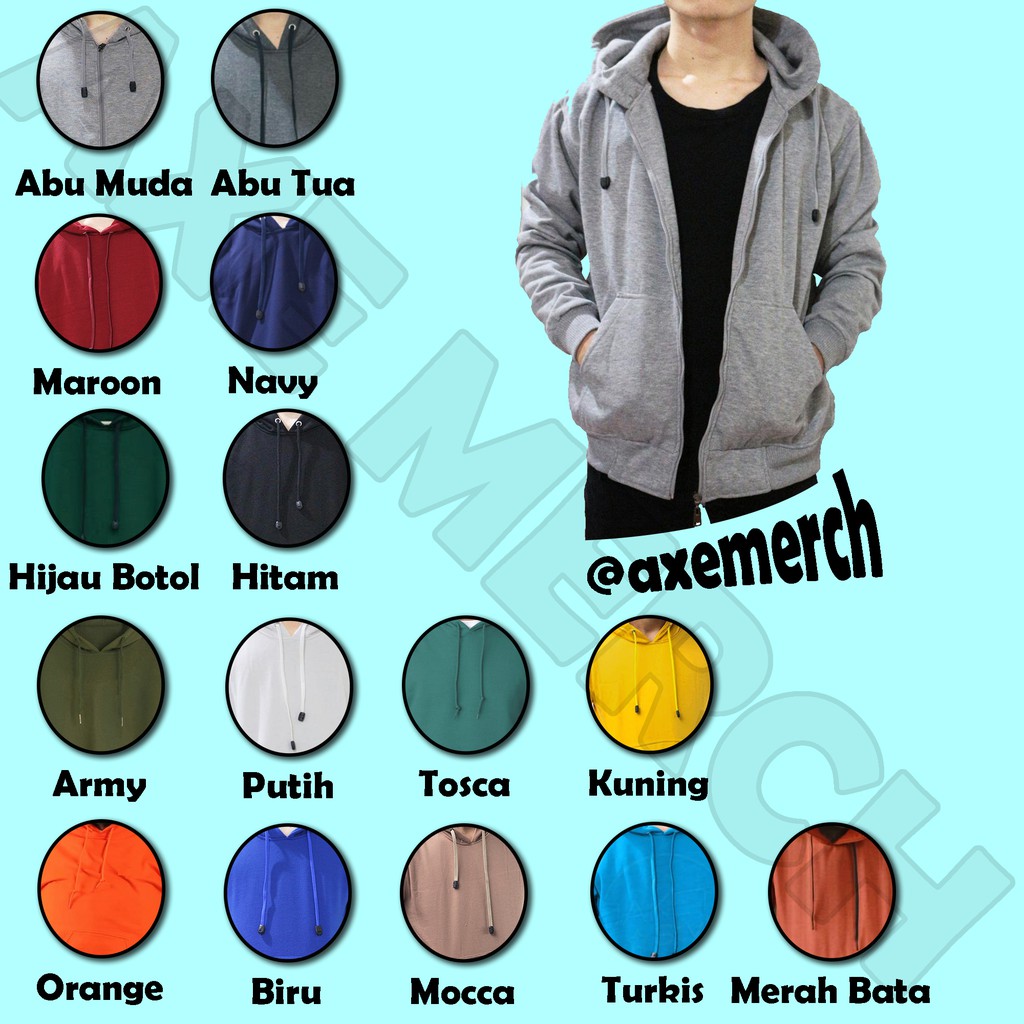 pre order jaket hoodie zipper polos banyak warna pria dan wanita bahan fleece