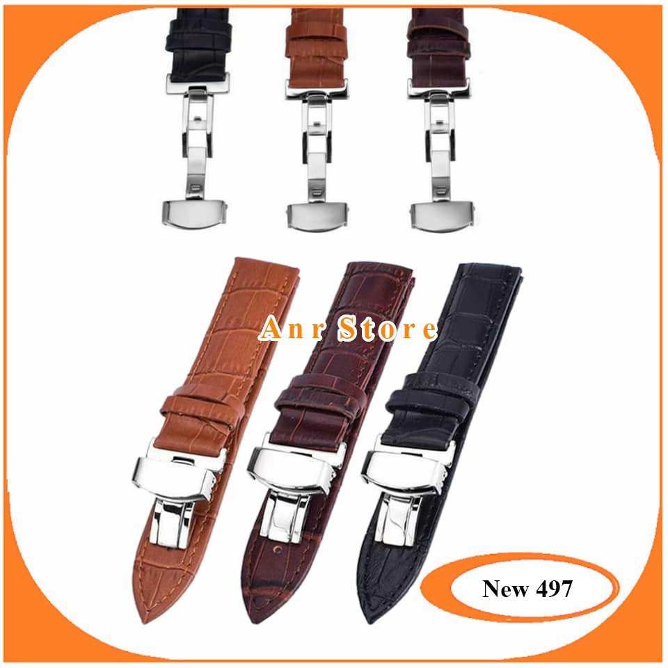 Tali Jam Tangan Kulit Asli Model Butterfly Clasp Buckle Sambung Free Pen