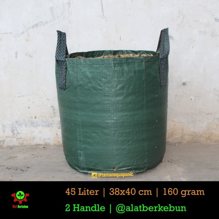 Dijual Pot Tanaman Tabulampot Bahan Terpal Kuat Awet 38x40 cm 45L Hijau Diskon