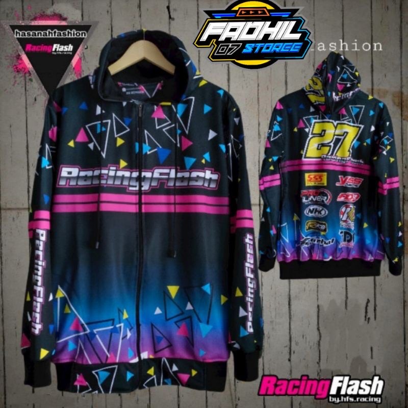 SWEATER HOODIE RACING FLASH JACKET JAKET SWEATER HOODIE RACING FLASH LOTTO ELVANA TEBAL IMPORT PRINT