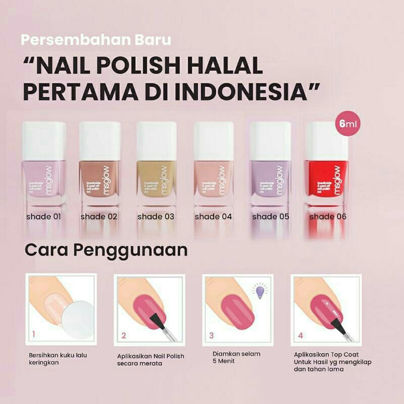 READY MS GLOW kutek halal nail polish ms glow peel off