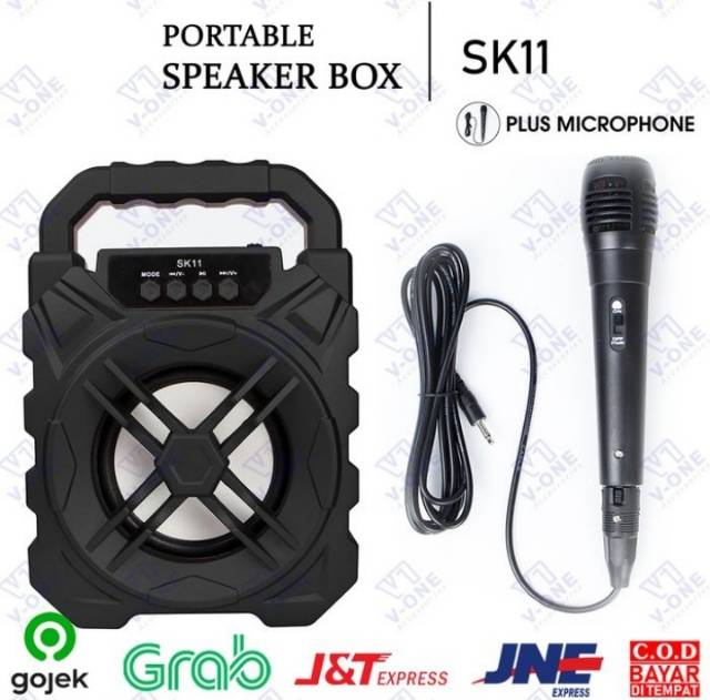 Speaker Bluetooth + Mic Karaoke portable SK11 speaker wireless karaoke - Hitam