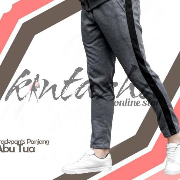 ▼ Celana Training pria dan wanita Joger bahan tebal Jogger Trackpants Hitam Garis Putih ™