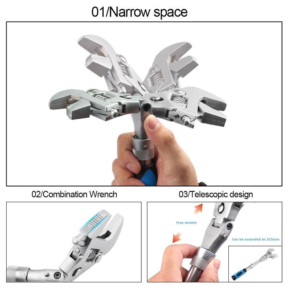 Solighter Ratchet Wrench 180derajat Lipat Multifungsi Kunci Rumah Tangga Alat Manual Kunci Pipa Pembukaan Besar Fix Tubing Wrenchs