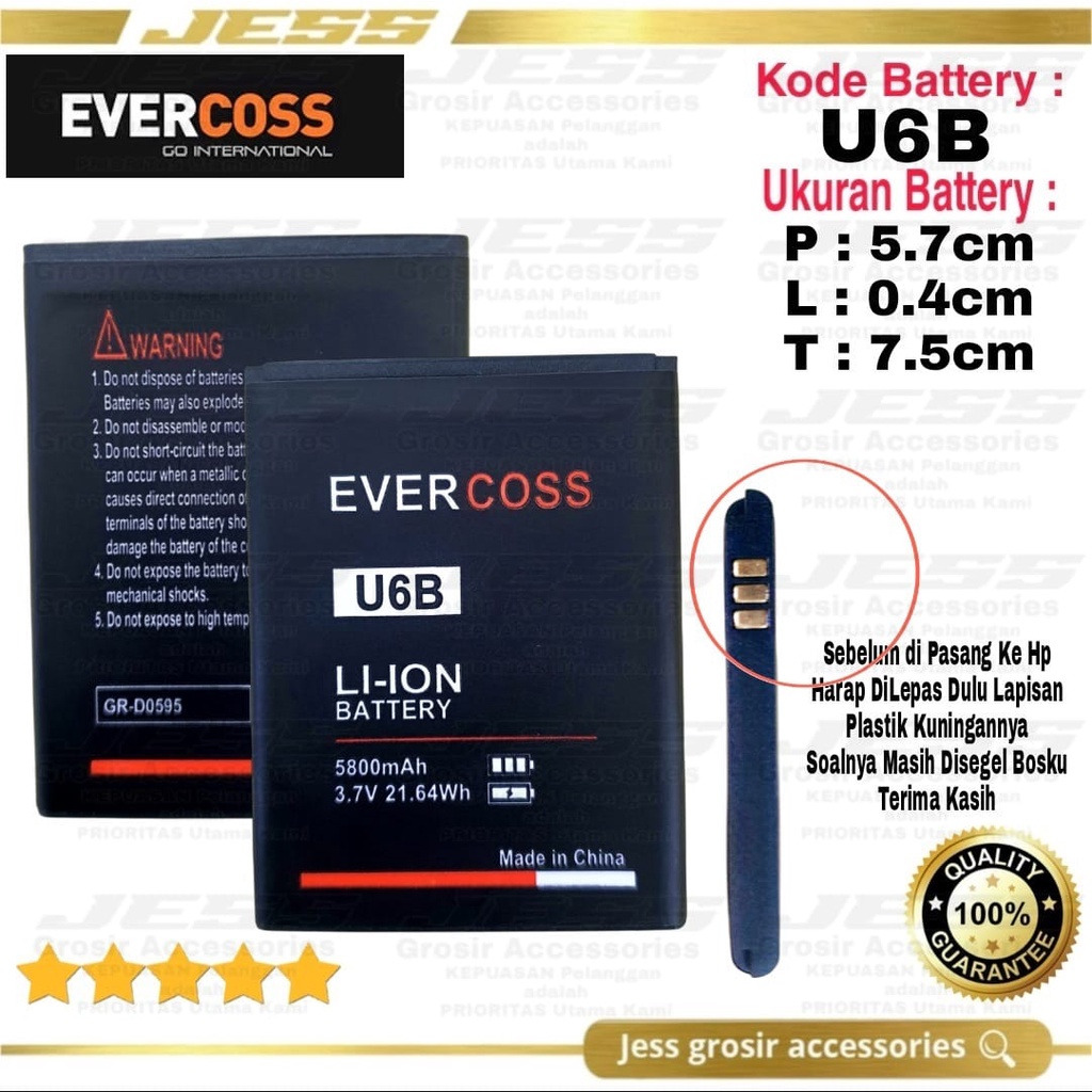 Baterai Original Evercoss U6B 4G lte Battery Double Power Evercoss U6B