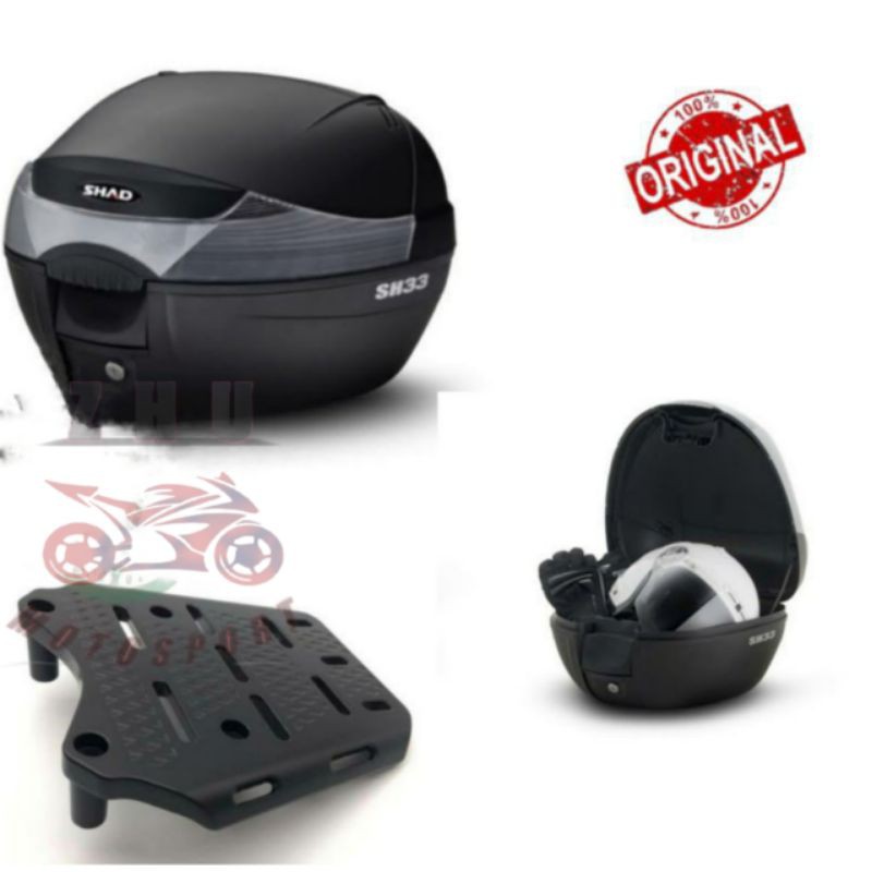 PAKETAN BOX SHAD SH33 + BREKET BOX MOTOR HONDA PCX -150 LOKAL