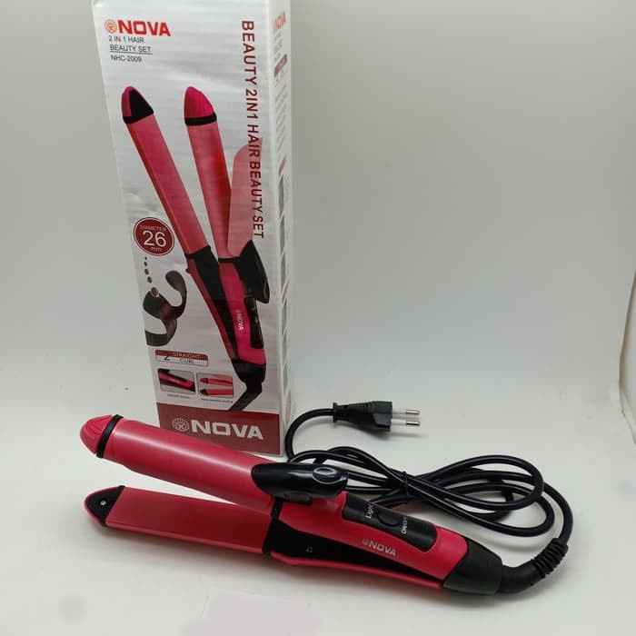 Catok Rambut Nova NHC-2009 Catokan Rambut Nova Pelurus Keriting 2 In 1 Hair Straightener