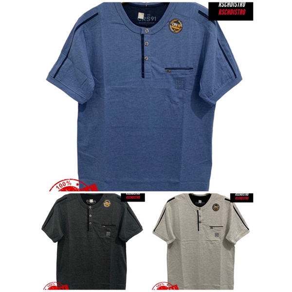Kaos Oblong Fashion Pria HUGO CLASS/ CRS 91 Original Lengan Pendek Misty Kancing Polos M-XXL(Kancing
