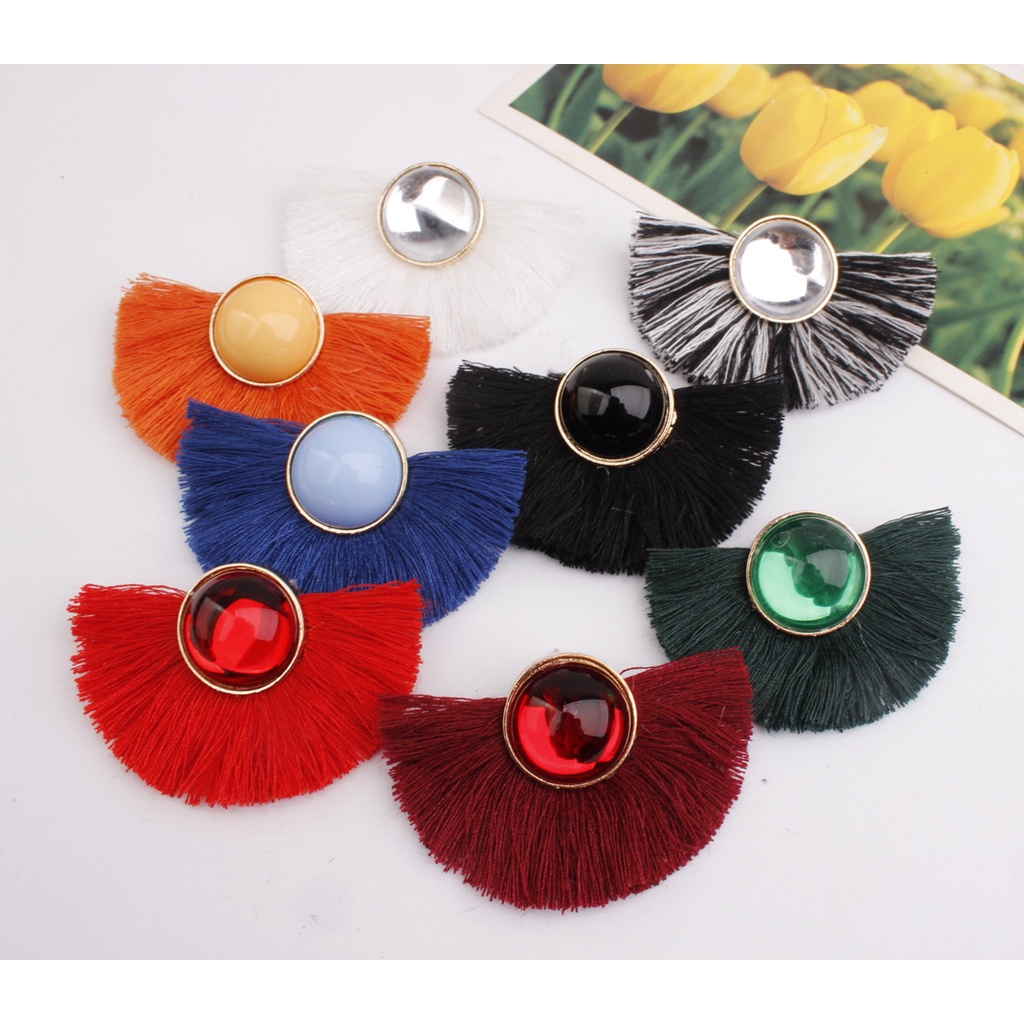 Eropa dan Amerika terkenal Bohemian nasional gaya rumbai anting-anting hand-woven bulat fashion stud