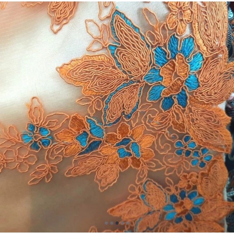 Kain Brukat Tile CORNELI METALIK Two tone KebayaTulle per 50 cm