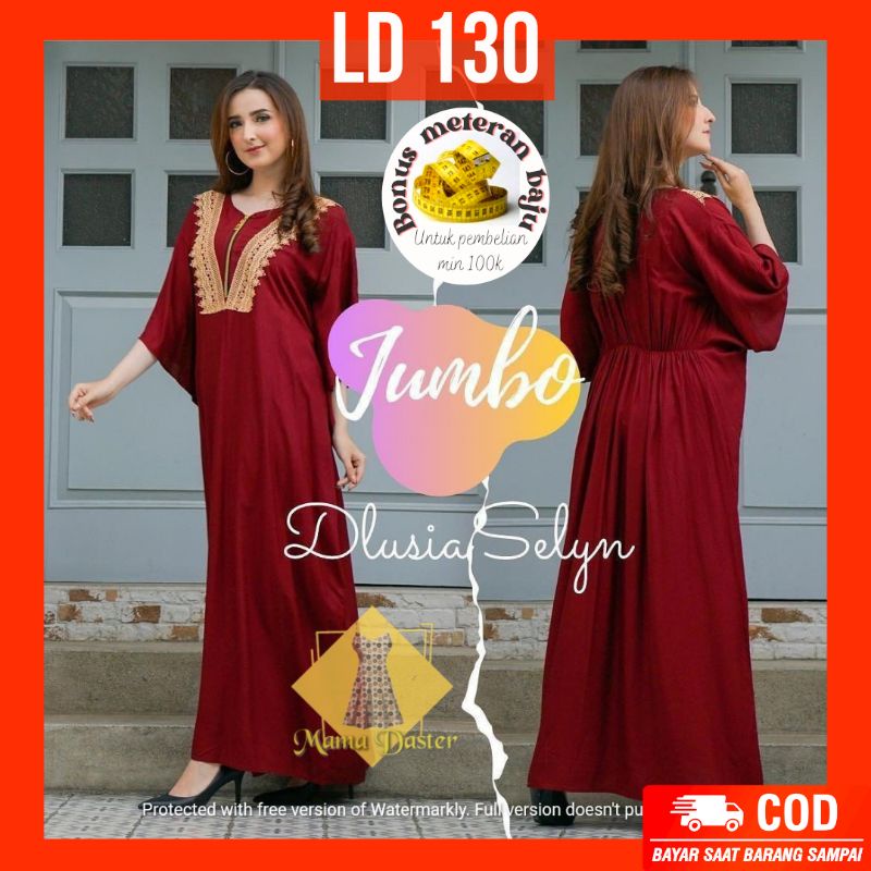 Daster Arab Jumbo Dlusia Selyn / Gamis Renda Bigsize / Lowo Kelelawar