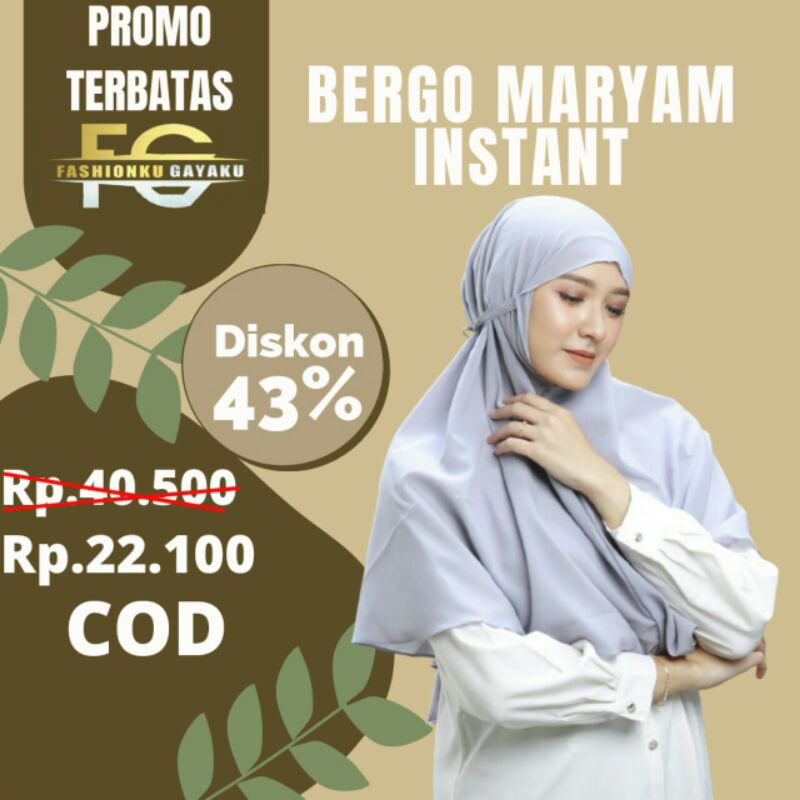 Hijab Bergo Maryam Diamond Jilbab Instan Premium Murah Kerudung Instant Hight Quality Terbaru 2021
