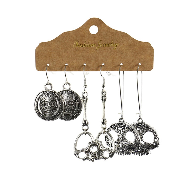 3 Pasang / Set Anting Stud Juntai Tema Halloween Gaya Vintage Untuk Wanita