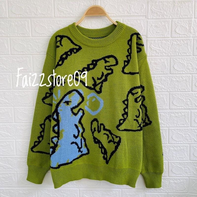 DINO SWEATER RAJUT OVERSIZE KOREA UPDATE WARNA TERBARU