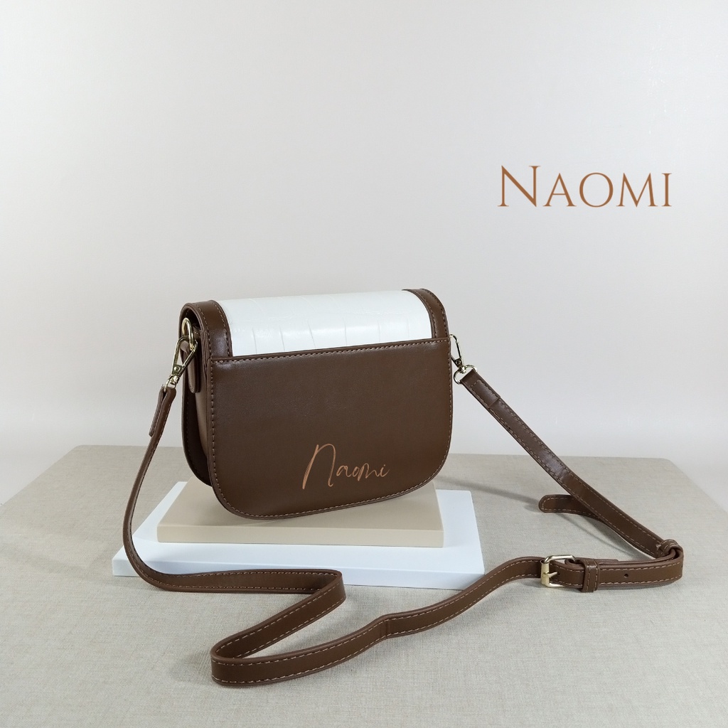 NAOMI - Clarissa Sling Bag Import - Tas Selempĺang Croco Fashion Premium Kulit Wanita - Hand Bag Leather Korea - Handbag Sintetis PU - Tas Wanita - Tas Naomi - Naomi Bag - tas motif croco - women bag