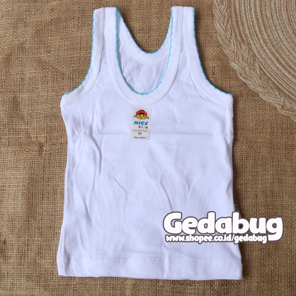 6 Pcs - Singlet Anak NICE Kids | Kaos dalem Polos warna dasar Putih | Gedabug