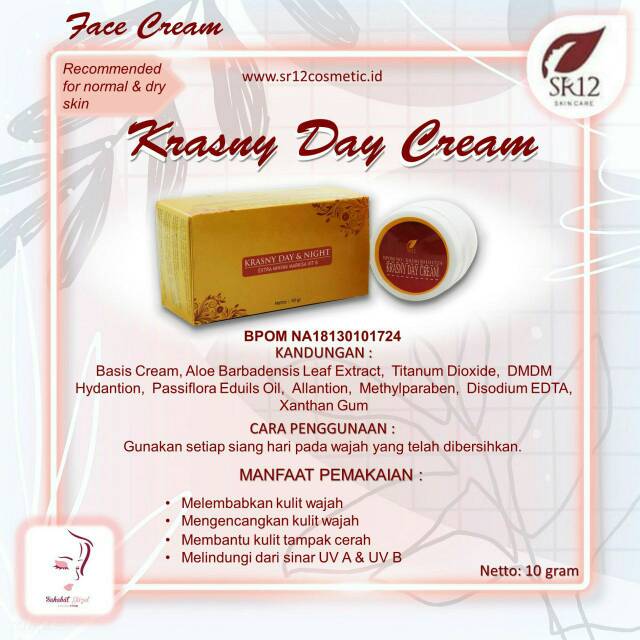 

[FREE ONGKIR] KRIMM PENCERAH WAJAH KULIT KERING !! AUTO GLOWING !! Krasny day & night cream sr12