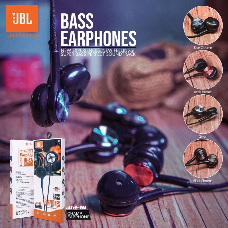 HEADSET JBL 10 BASS EARPHONE STEREO HF JBL-10 PREMIUM IMPORT