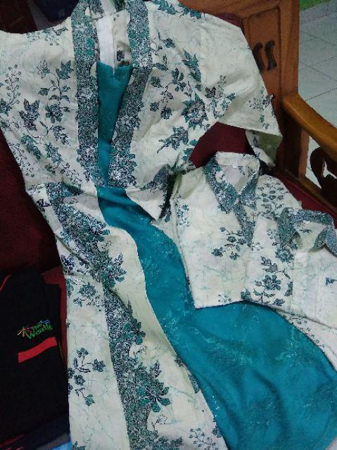 Sarimbit Family Keluarga Gamis Batik Muslim Krisdayanti (kd) Dasar Cream Toska