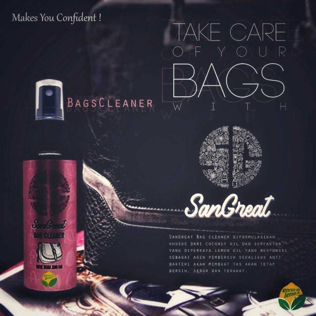 Paket bag cleaner dan bag deodorizer, pembersih tas dan penghilang bau tas, pewangi tas