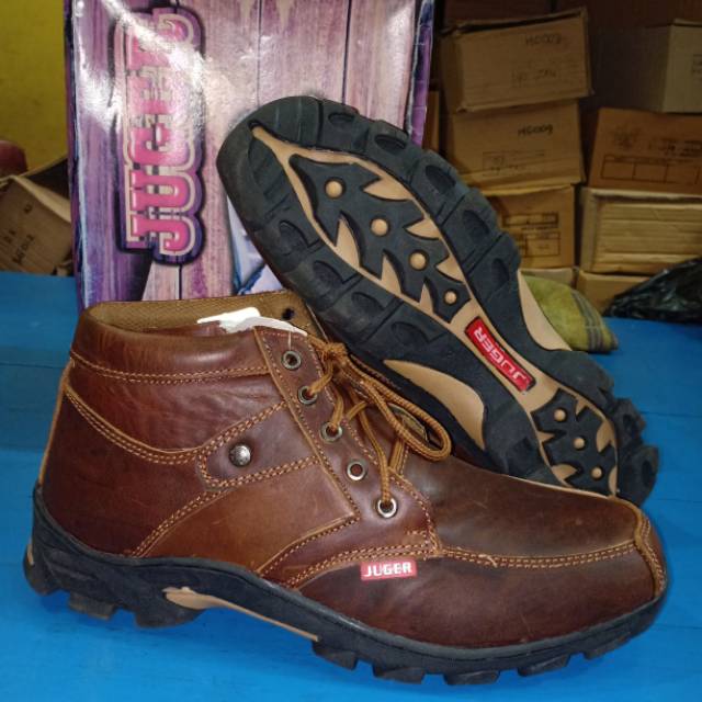 Sepatu boot juger pria kulit asli JG 023