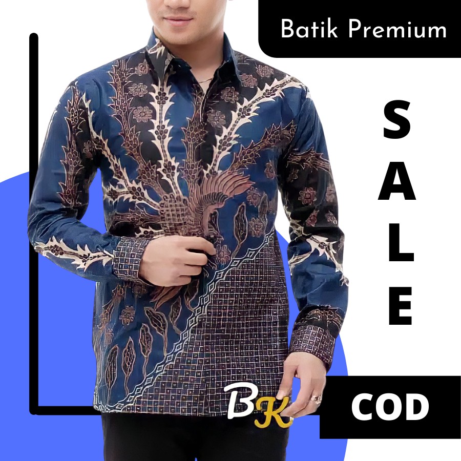 Baju kemeja batik Pekalongan cowok pria lengan panjang premium modern ukuran m l xl xxl batik pria