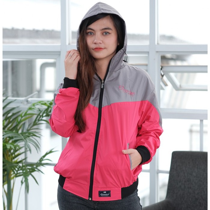Jaket wanita Parasut / jaket casual-Grey - Magenta