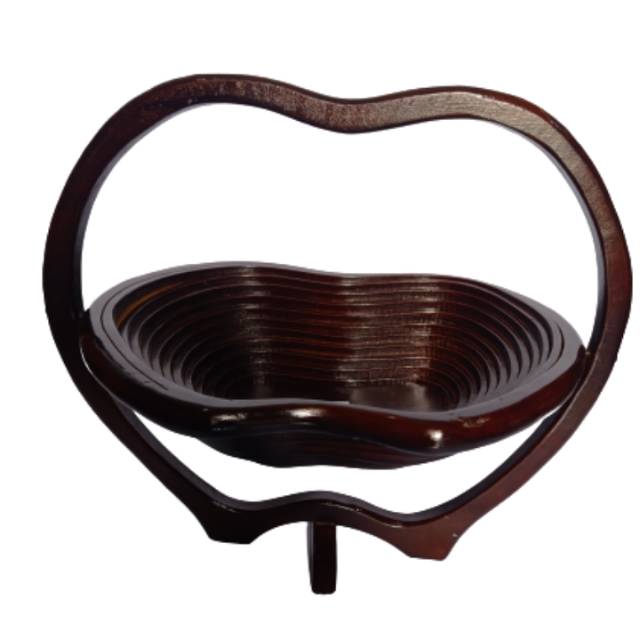 TEMPAT BUAH BENTUK APEL SPIRAL BAHAN KAYU JATI ASLI 27 x 25 x 26 cm DEKORASI RUMAH MURAH BEST SELLER