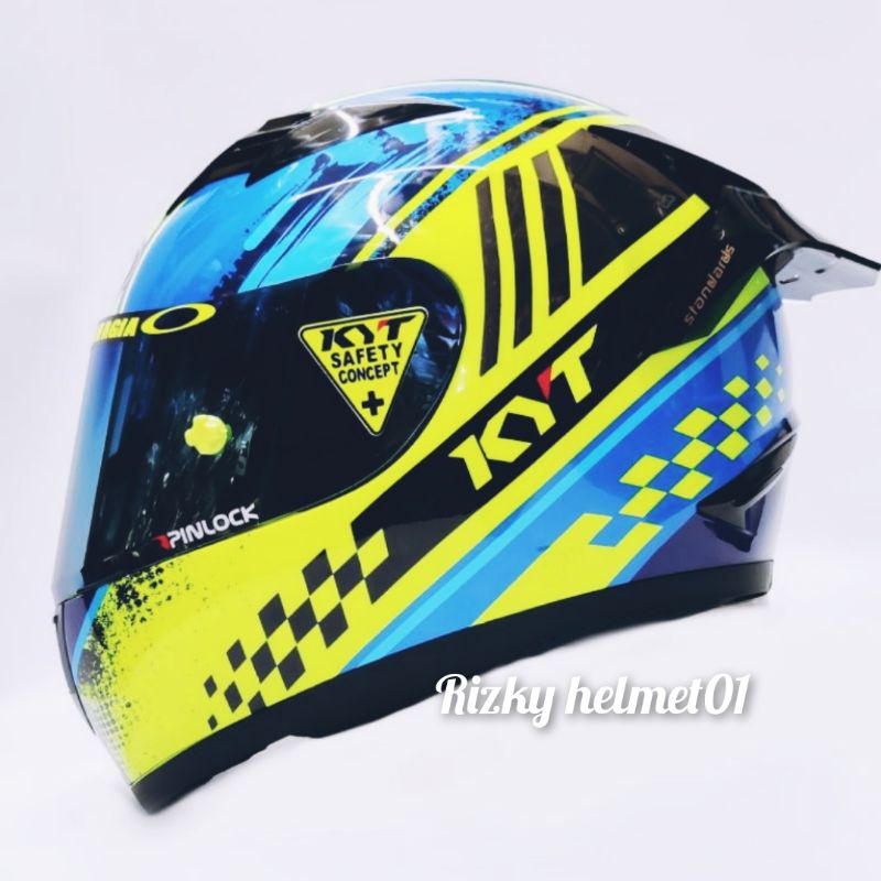 Helm Full face KYT R10 Seri 4 Yellow Paket Ganteng