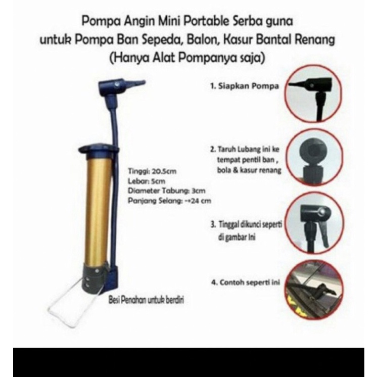 POMPA ANGIN PORTABLE SERBAGUNA - POMPA ANGIN MINI POMPA ANGIN BAN SEPEDA - BENUA DUNIA