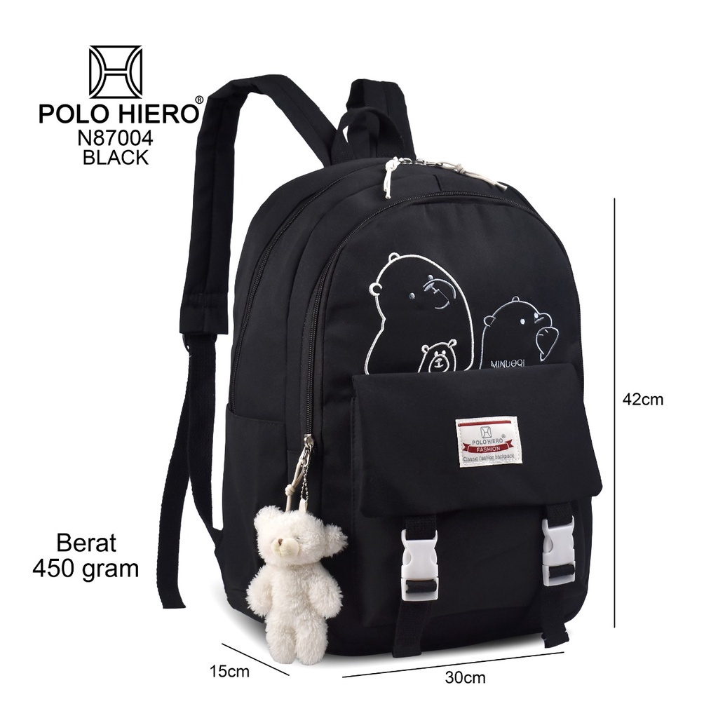 Tas Perempuan Polo Hiero N87004 Ransel Fashion Backpack Import Tas Sekolah Tas Kuliah Tas Kerja Ransel Punggung Tas Wanita