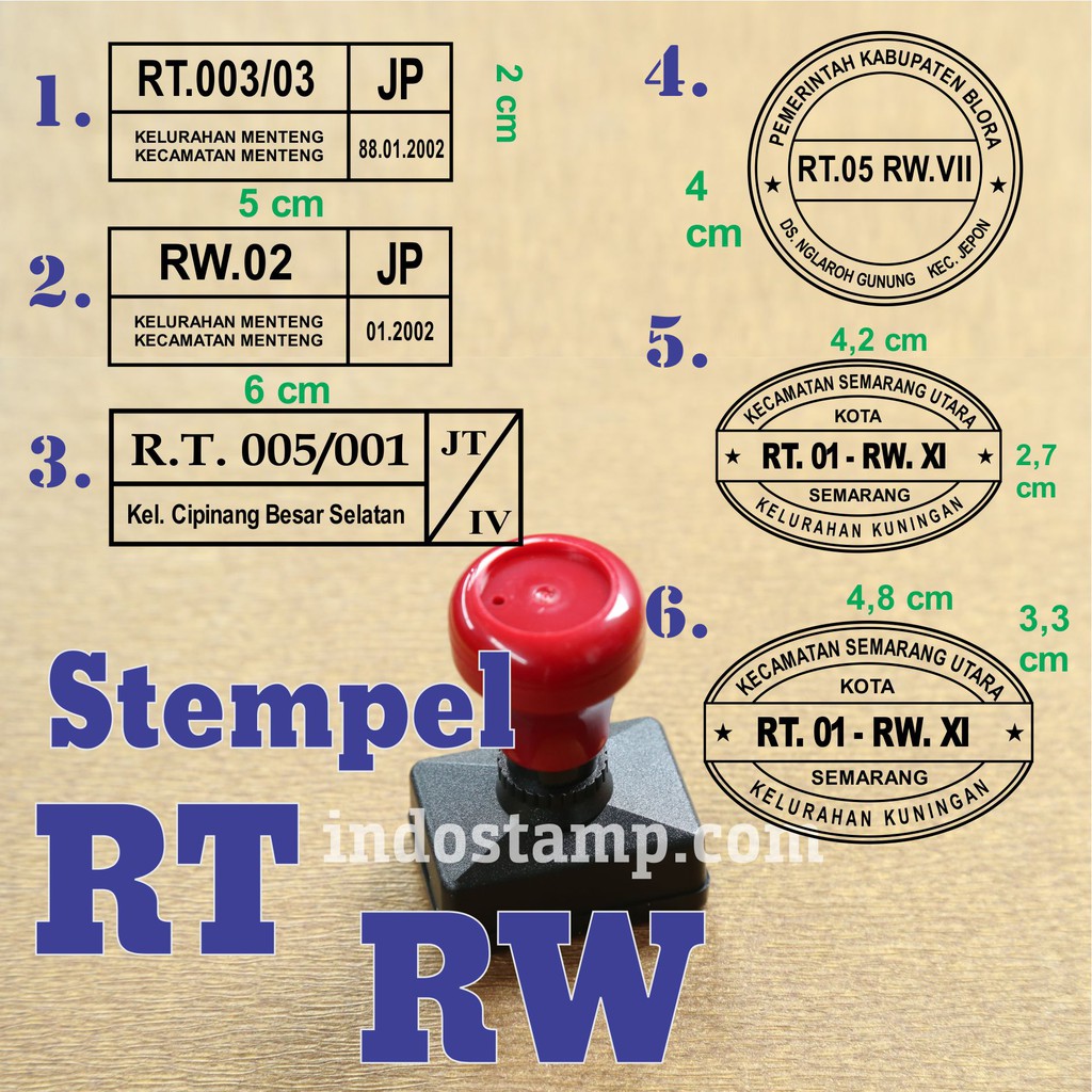 stempel cap rt rw kelurahan kecamatan desa kota otomatis grosir ecer