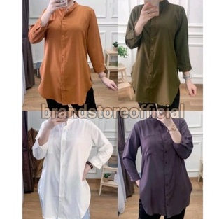 Kemeja Putih Tunik Polos Shakila Mango Stretch Botegga Foto Asli / Varian Warna