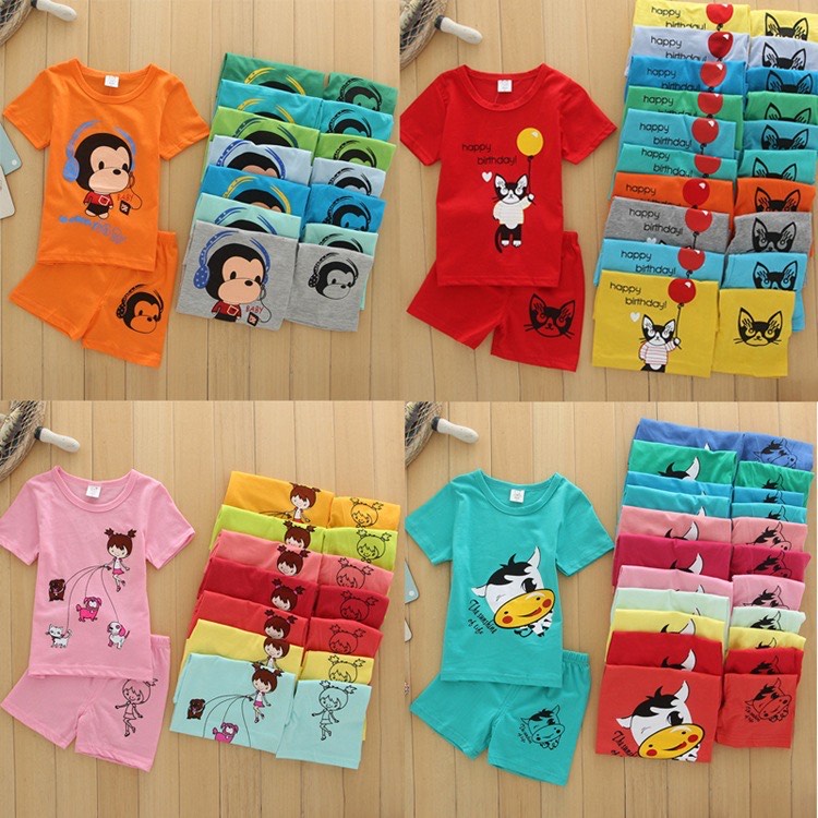 (Harga Grosir) Setelan Lengan Pendek Baju Tidur Anak Bayi Import RANDOM