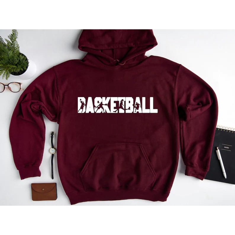 HOODIE UNISEX BASKETBALL TEXT ART - JUMPER KEKINIAN TEBAL PREMIUM