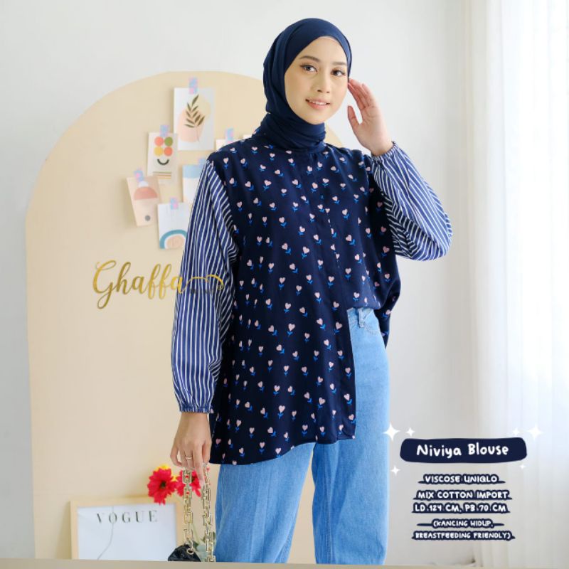 Blouse motif premium / Niviya blouse by ghaffa the label / blouse muslimah modern