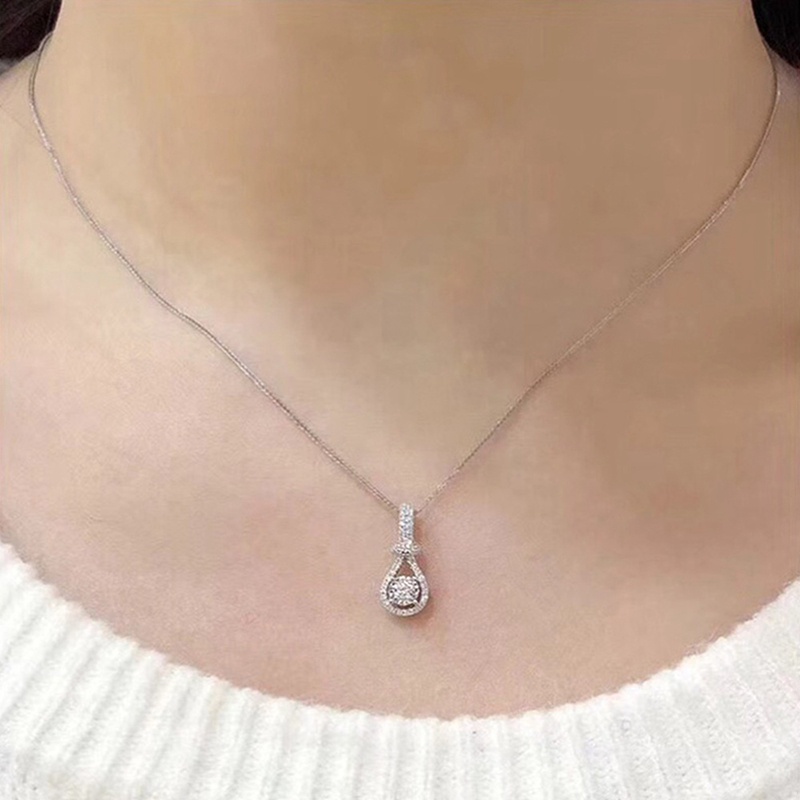 Kalung Kristal Cubic Zirconia Warna Silver Untuk Wanita