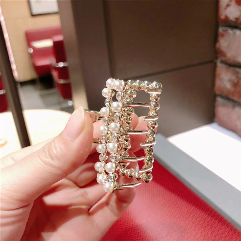 (Hello Girl)F151 INS Korean Square Acrylic Mini Hair Claw Clip girl Women Fashion Gold Geometric Hairpin Pita Mutiara