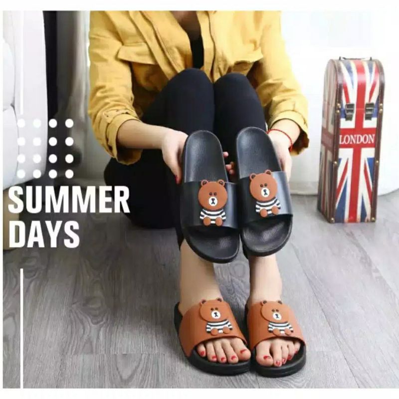 SALE  Sandal Selop Jelly Wanita Karakter Bears