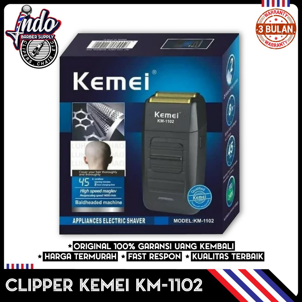 Alat Cukur Kumis dan Jenggot Recharger Shaver Kemei KM 1102 Original