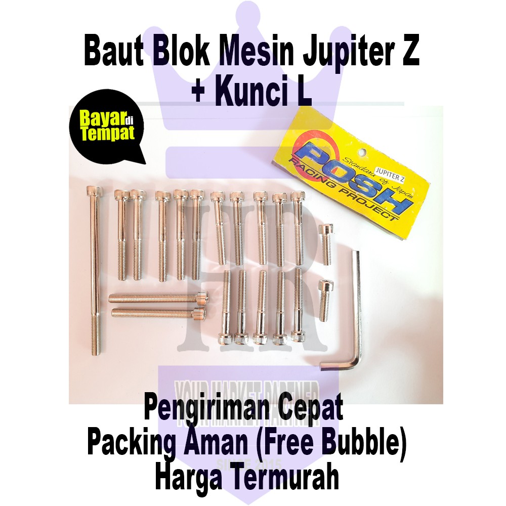 Baut Blok Mesin Jupiter Z + Kunci L / Baut Chrome Block CVT Yamaha Jupiter Z