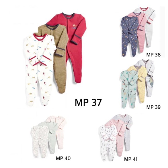 (Kiddiwear) MP37-41 Mamas Papas Sleepsuit Jumper bayi panjang tutup kaki tangan