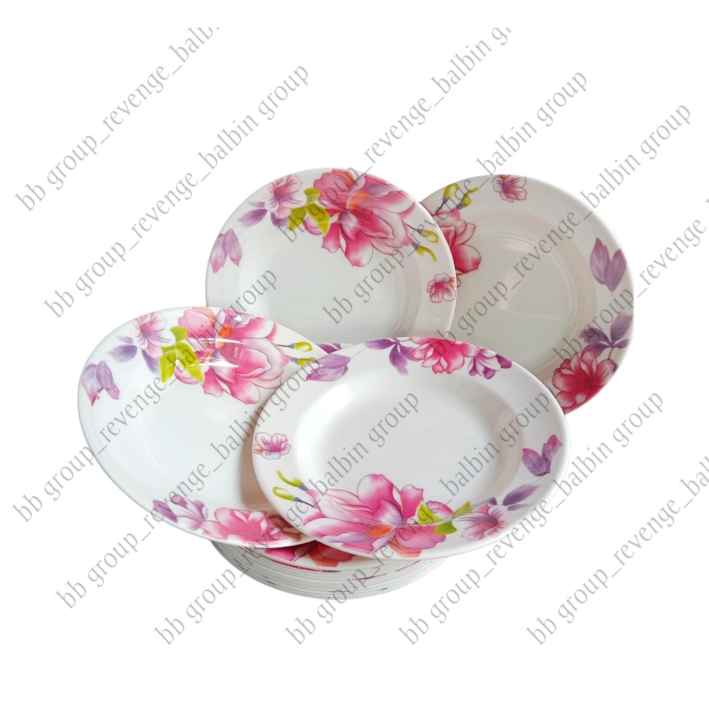 piring melamin 9.inc - piring makan melamine tebal - piring melamin motif rose - piring nasi - piring cekung - piring bulat - piring melamine berkualitas sni