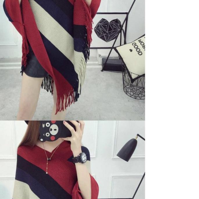 ☺ PONCHO BLOK - BAJU RAJUT - ATASAN WANITA - ATASAN BUSUI ☛