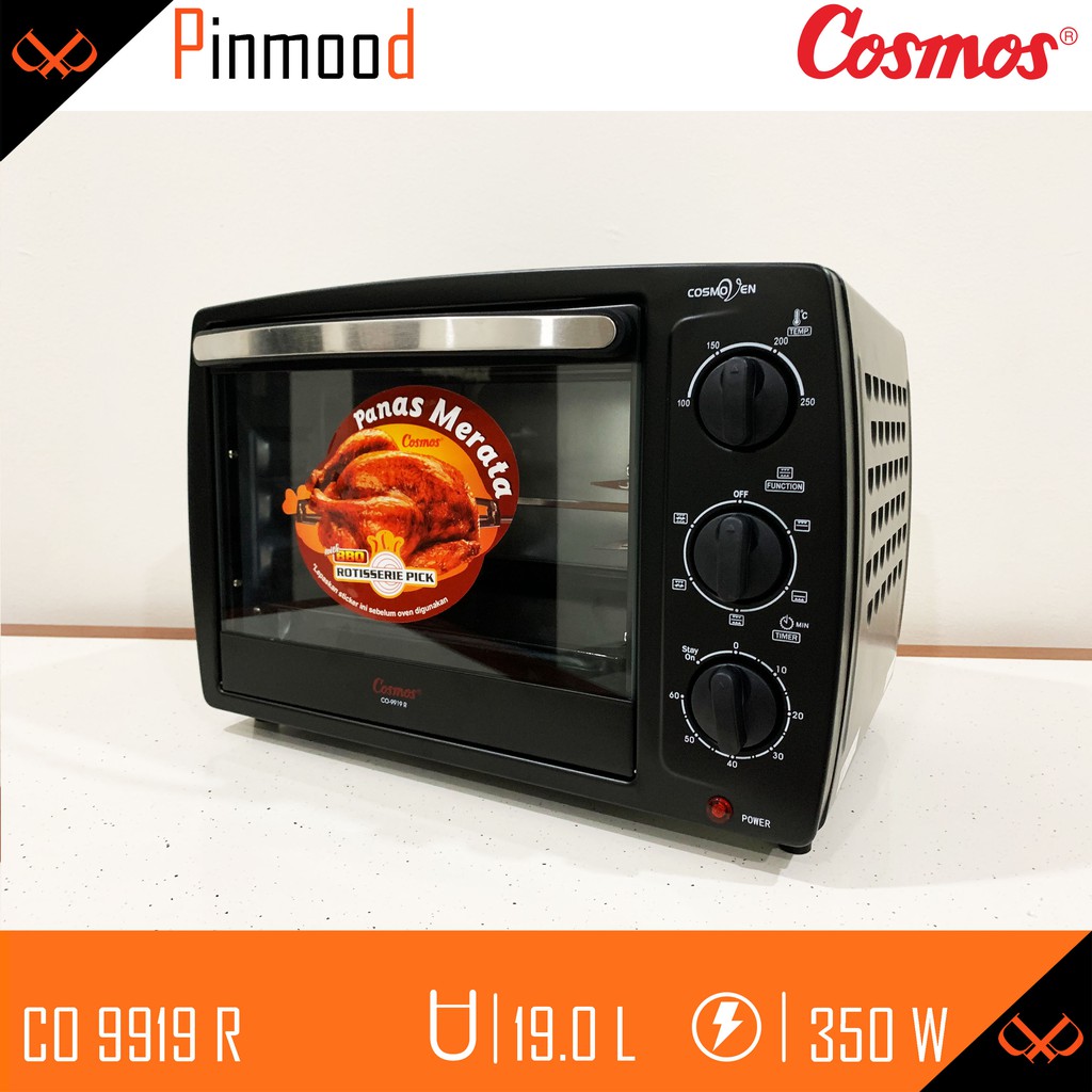 OVEN LISTRIK COSMOS CO-9919 R / KAPASITAS 19 LITER / CO9919R / PEMANGGANG BBQ MURAH TIMER LOW WATT