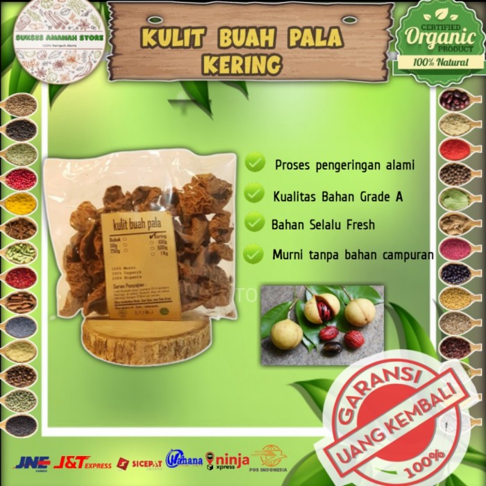 

KULIT BUAH PALA POLO KERING 50 GRAM Myristica Fragrans Murni asli