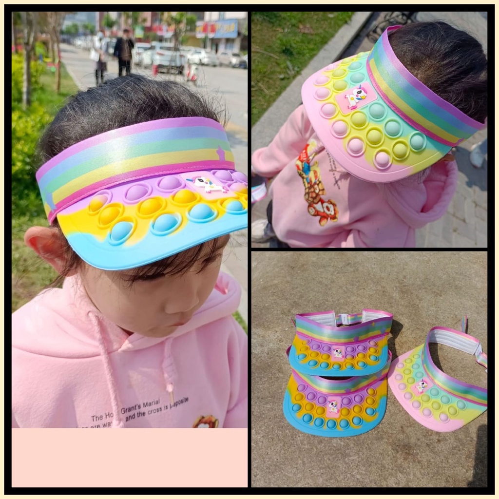 Topi Pop it - Topi Anak - Topi Anak Perempuan - Topi Viral - Pop It - Topi Karakter POP IT UNICORN